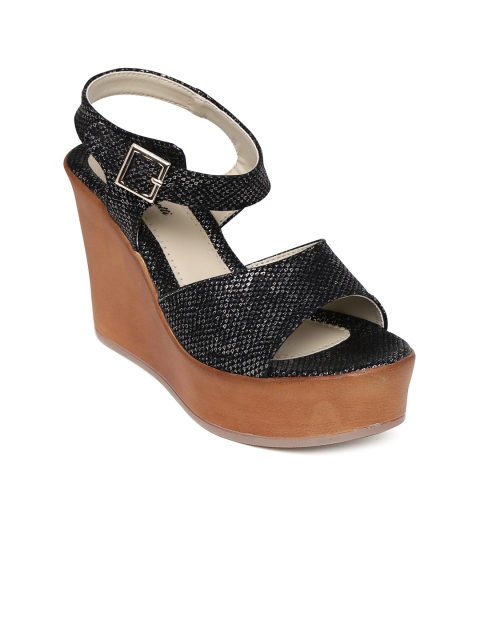 

Bruno Manetti Women Black Printed Wedges