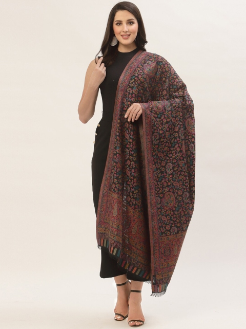 

Pashtush Women Black Embroidered Woolen Shawl