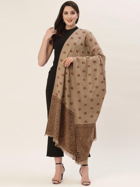 

Pashtush Women Brown Embroidered Woolen Shawl