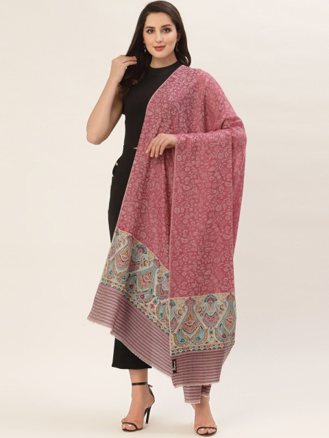 

Pashtush Women Pink Embroidered Woolen Shawl