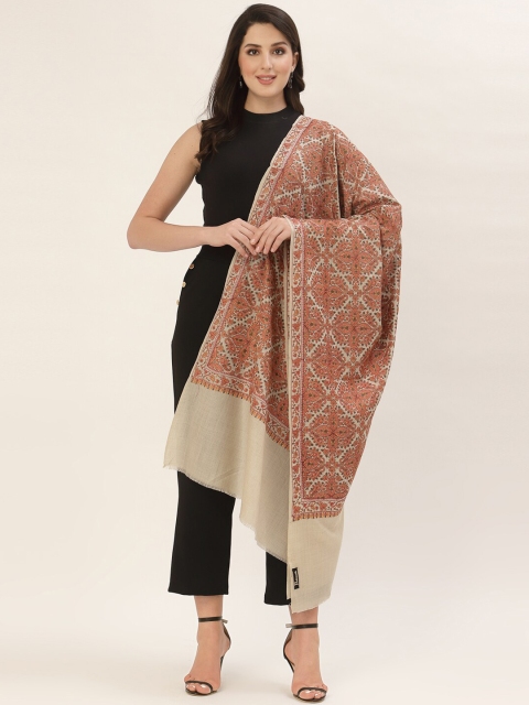 

Pashtush Women Taupe & Beige Printed Wool Shawl