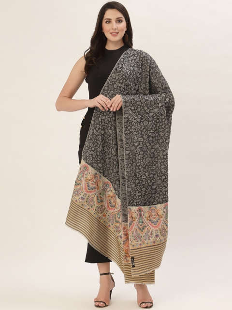 

Pashtush Women Charcoal & Beige Printed Wool Shawl