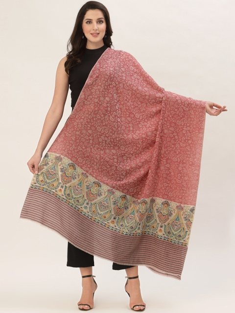 

Pashtush Women Peach & Beige Embroidered Wool Shawl