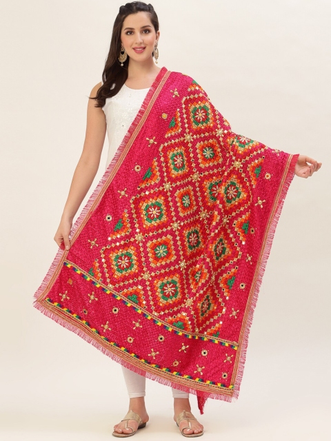 

Pashtush Multicoloured Ethnic Motifs Embroidered Dupatta, Multi