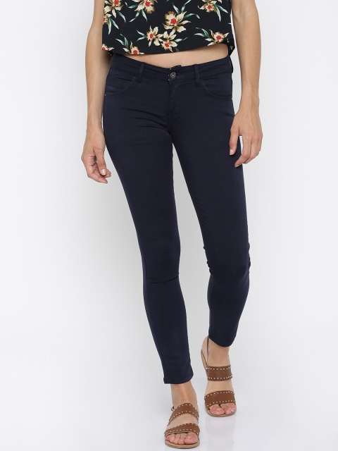 

Deal Jeans Women Navy Skinny Fit Solid Chino Trousers, Navy blue