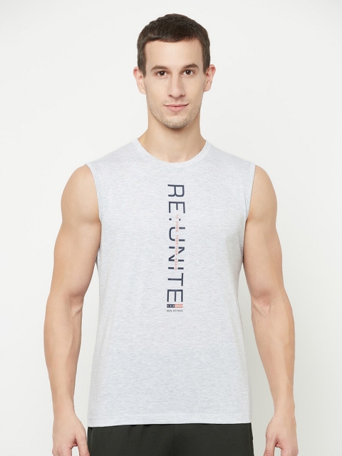 

Octave Men Grey Typography Printed Raw Edge T-shirt