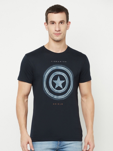 

Octave Men Navy Blue Captain America Printed Cotton T-shirt
