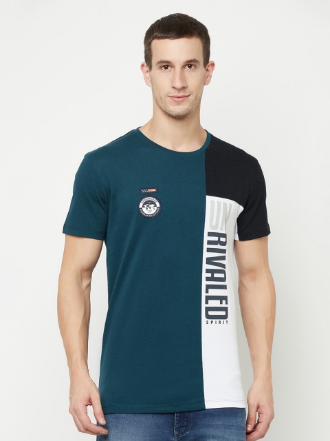 

Octave Men Blue Typography Applique T-shirt