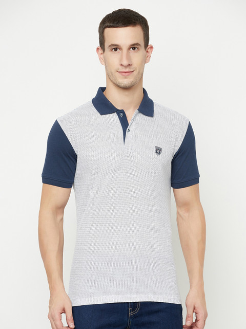 

Octave Men White Polo Collar T-shirt