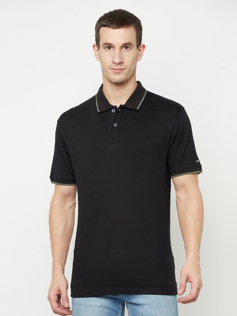 

Octave Men Black Polo Collar T-shirt