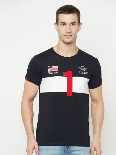 

Octave Men Navy Blue Captain America Colourblocked T-shirt