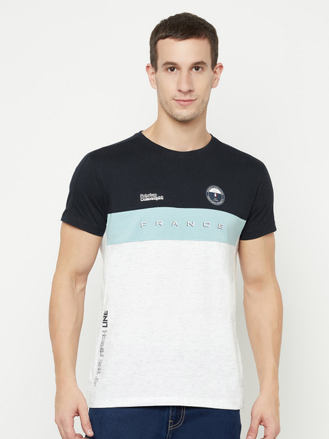 

Octave Men White & Black Colourblocked T-shirt