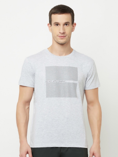 

Octave Men Grey Typography Printed Applique T-shirt