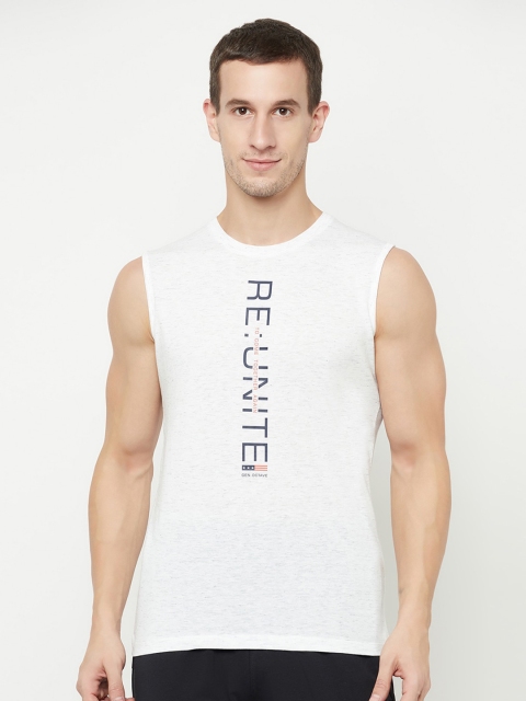 

Octave Men White Typography Printed Raw Edge T-shirt