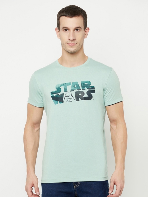 

Octave Men Olive Green Typography Star Wars Printed Applique T-shirt