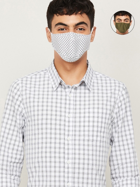 

CODE by Lifestyle Men Navy Blue & White Checked Cotton Face Mask