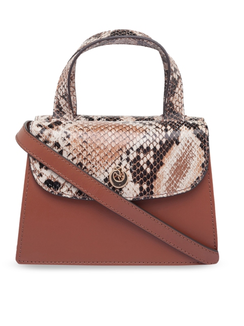 

Holii Tan Animal Leather Structured Handheld Bag