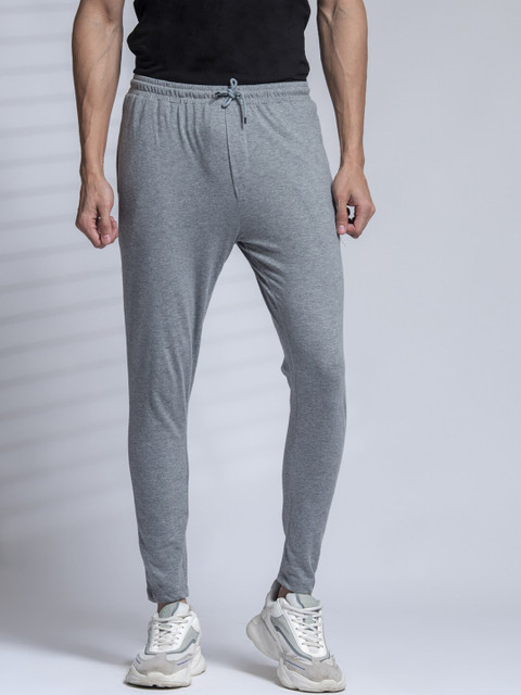 

Tinted Men Grey Melange Solid Cotton Track Pants