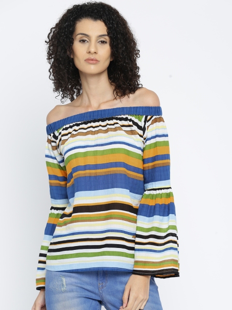 

Deal Jeans Multicoloured Striped Off-Shoulder Top, Multi