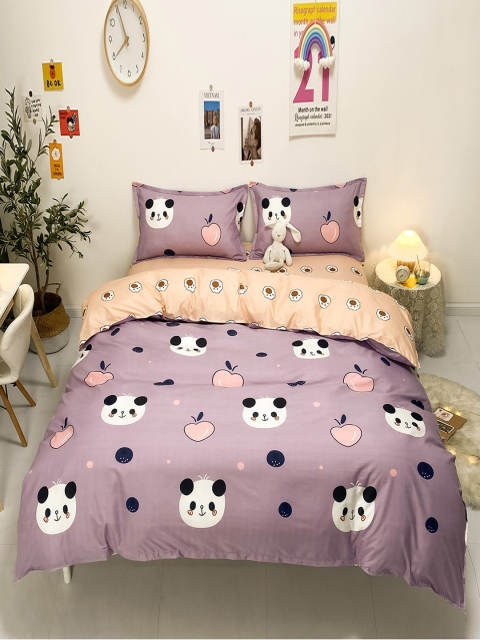 

JC Collection Purple Printed Double Queen 4-Piece Bedding Set