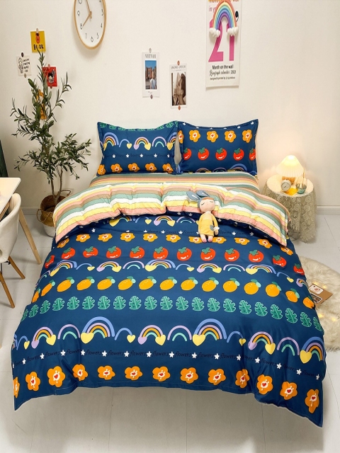 

JC Collection Multi-Coloured Printed Double Queen Bed Cover With Pillow Covers