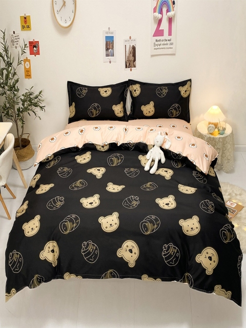 

JC Collection Black & Brown Printed Single Bedding Set