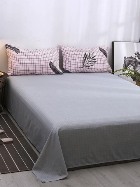 

JC Collection Pink & Grey Double Queen Bedding Set with 2 Pillow Covers & 1 Quilt Cover