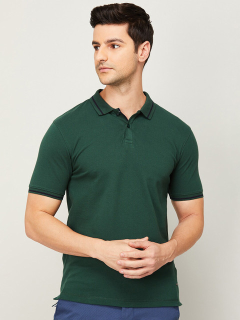 

CODE by Lifestyle Men Green Polo Collar T-shirt