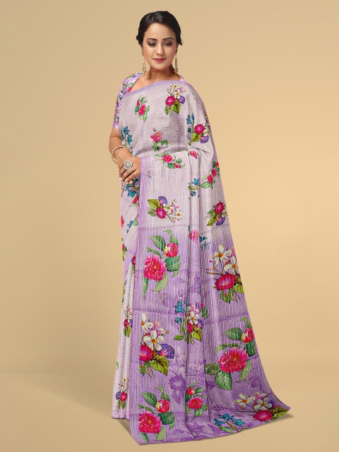 

Kalamandir Pink & Green Floral Printed Silk Blend Saree