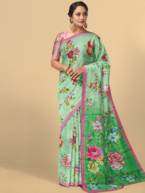 

Kalamandir Sea Green & Red Floral Silk Blend Saree