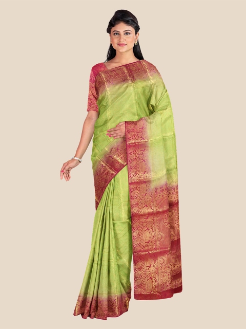 

Kalamandir Green & Red Silk Blend Banarasi Saree