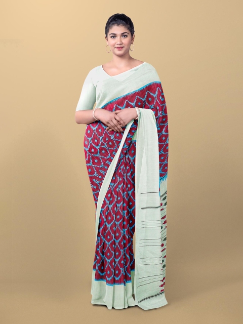 

Kalamandir Maroon & Green Printed Silk Blend Saree