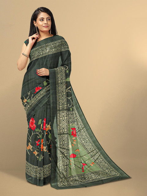 

Kalamandir Grey & Orange Floral Jute Silk Saree