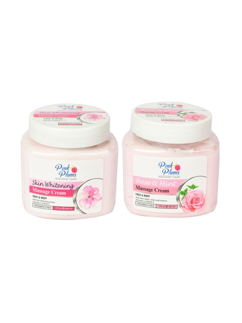 

Pink Plums Paraben Free Rose Mint & Skin Whitening Massage Cream Combo - 500 ml Each