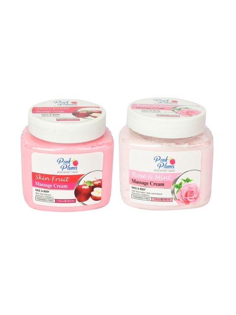 

Pink Plums Pack of 2 Paraben Free Rose & Mint Skin Fruit Massage cream, Multi