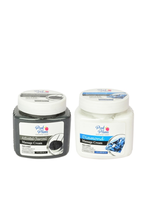 

Pink Plums Paraben Free Activated Charcoal & Diamond Massage Cream Combo - 500 ml Each, Black