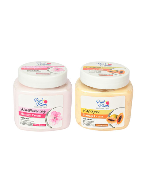 

Pink Plums Paraben Free Papaya & Skin Whitening Massage Cream Combo - 500 ml Each