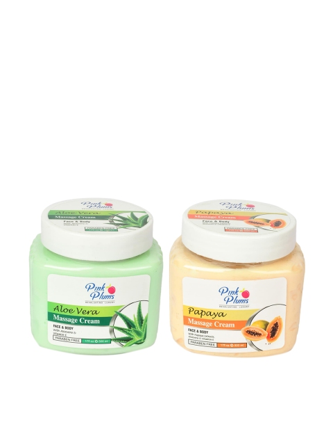 

Pink Plums Paraben Free Papaya & Aloe Vera Massage Cream Combo - 500 ml Each, Green