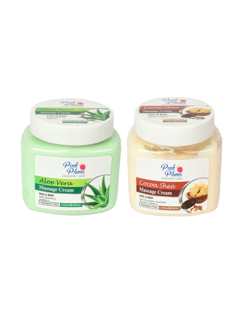 

Pink Plums Paraben Free Cocoa Shea & Aloe Vera Massage Cream Combo - 500 ml Each, Green