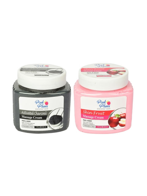

Pink Plums Set of Activated Charcoal & Skin Fruit Face & Body Massage Creams - 500 ml Each