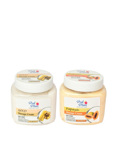 

Pink Plums Set of Gold & Papaya Face & Body Massage Creams - 500 ml Each, Cream