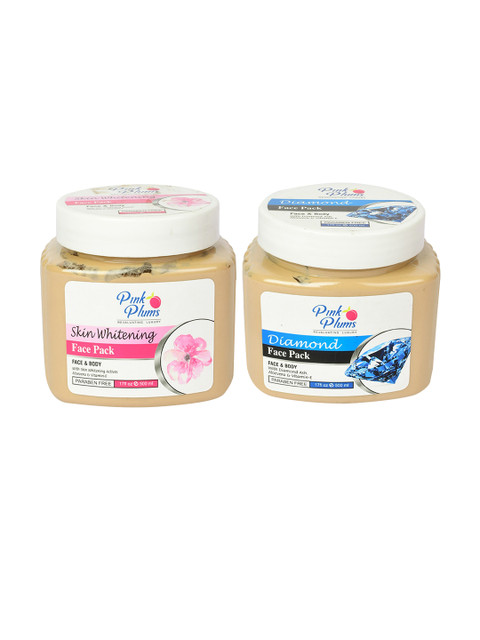 

Pink Plums Paraben Free Diamond & Skin Whitening Face Pack Combo - 500 ml Each, Beige