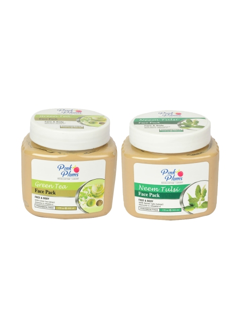 

Pink Plums Paraben Free Green Tea & Neem Tulsi Face Pack Combo - 500 ml Each, Beige
