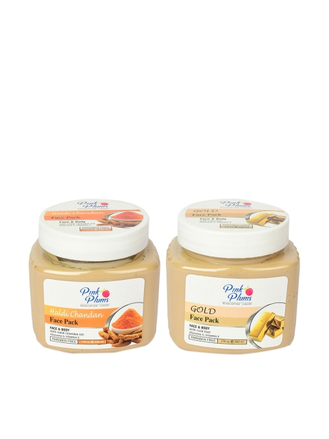 

Pink Plums Set of Haldi Chandan & Gold Face Pack - 500 ml Each, Brown