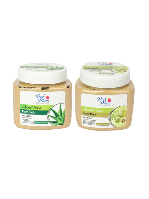 

Pink Plums Pack of 2 Paraben Free Aloevera Green Tea Face Packs, Multi