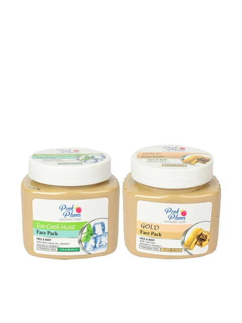 

Pink Plums Set of 2 Paraben Free Face & Body Packs - 500ml each, Beige