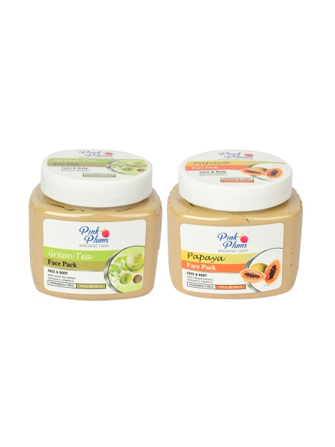 

Pink Plums Paraben Free Green Tea & Papaya Face Pack Combo - 500 ml Each, Beige