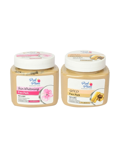 

Pink Plums Paraben Free Gold & Skin Whitening Face Pack Combo - 500 ml Each, Beige