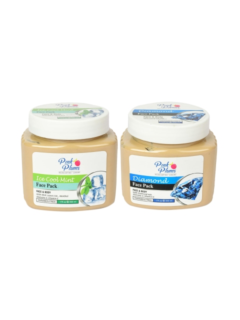 

Pink Plums Paraben Free Ice Cool Mint & Diamond Face Pack Combo - 500 ml Each, Beige