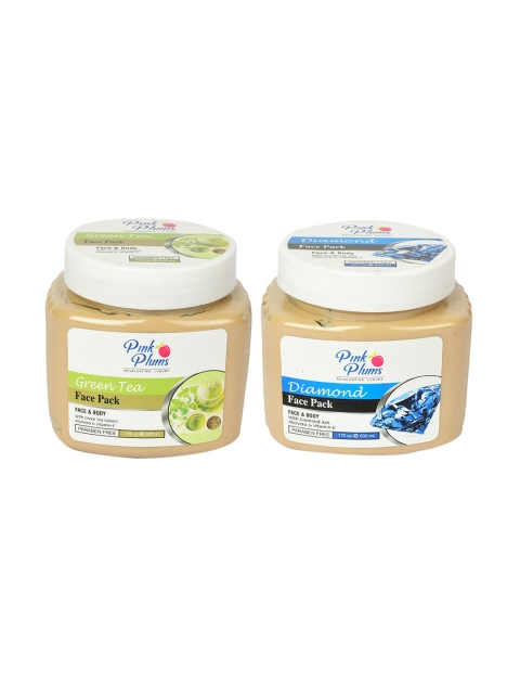 

Pink Plums Pack of 2 Diamond & Green Tea Face & Body Pack 500 ml each, Multi